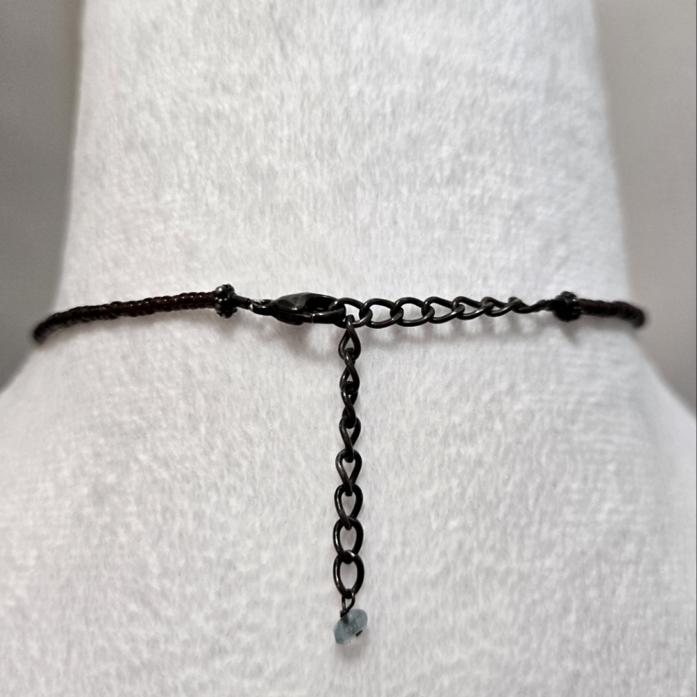 Elegant Beaded Necklace with Aqua and Bronze colored beads. Adjustable length - Picture 13 of 13